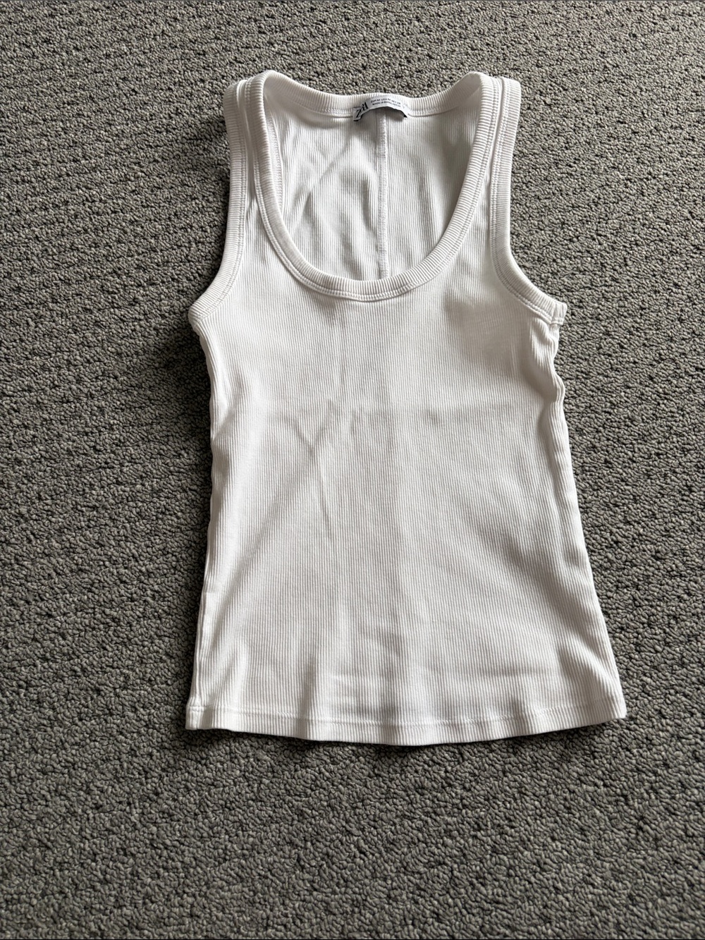 Zara Cream Ribbed Scoop Neck Tank